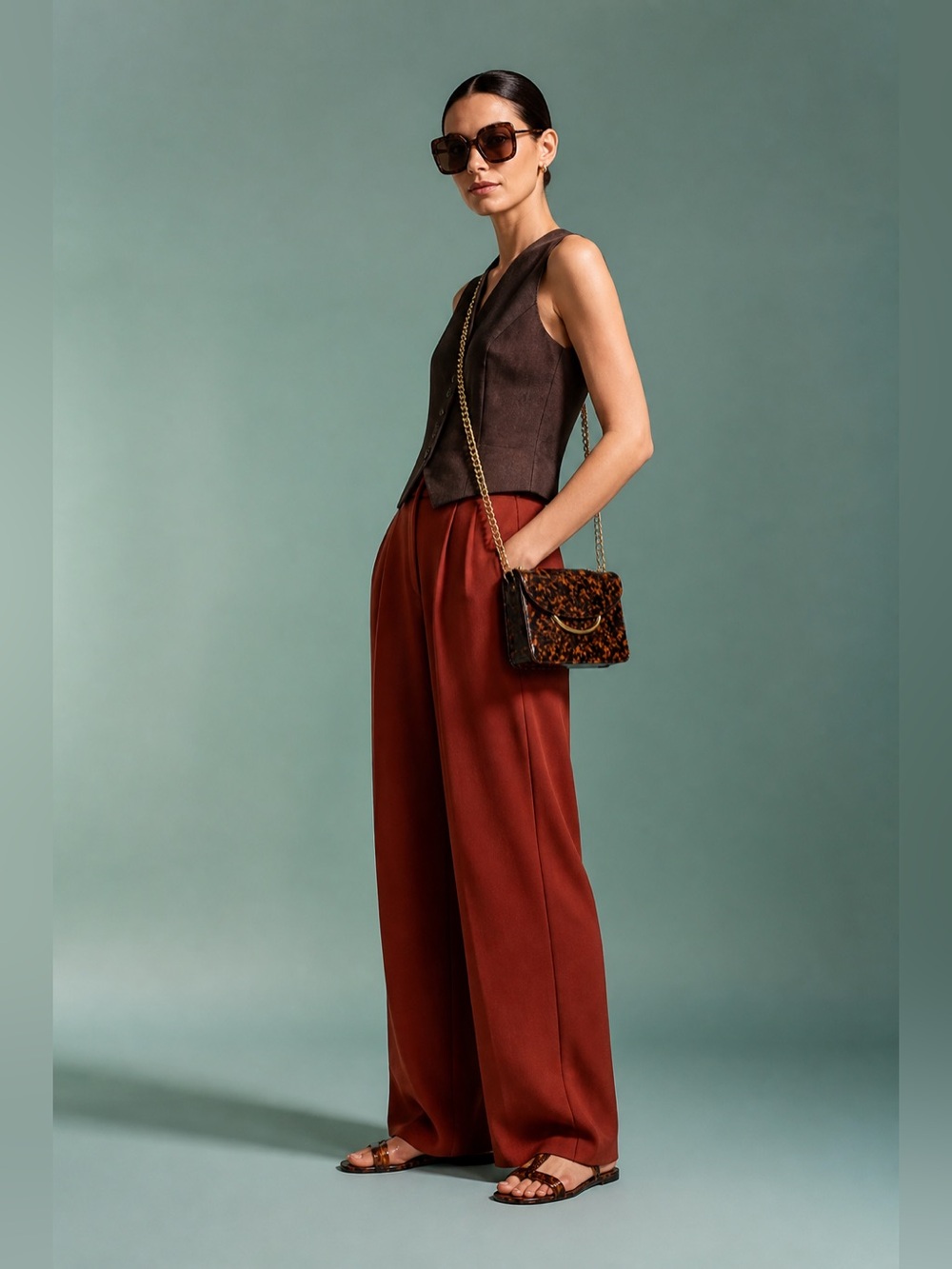 Tortoise Shell Sandals and Bag